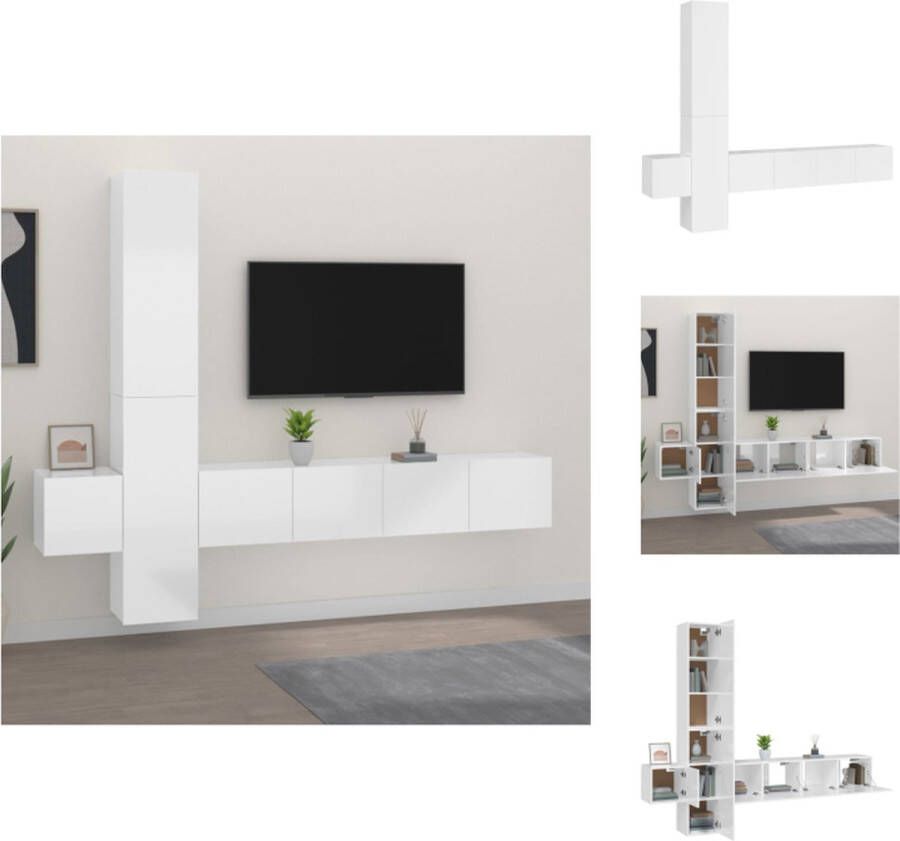 vidaXL TV-Meubelset Hoogglans wit 2x 80x30x30 cm 2x 30.5x30x90 cm 1x 30.5x30x30 cm Kast