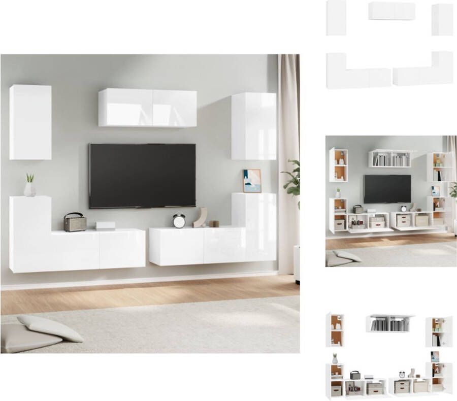 vidaXL Tv-meubelset Hoogglans wit 3x 80x30x30cm + 4x 30.5x30x60cm Kast