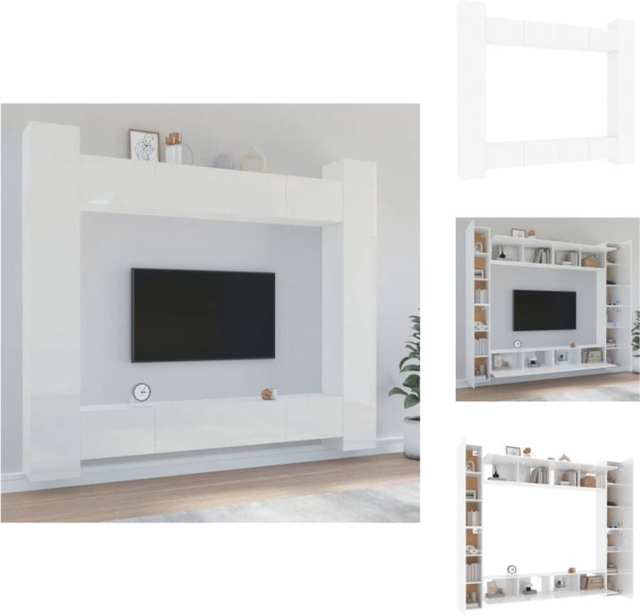 VidaXL TV-meubelset Hoogglans wit 4x 100x30x30cm 4x 30.5x30x110cm Kast