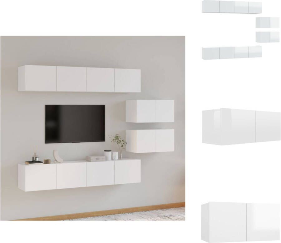 VidaXL TV-meubelset Hoogglans wit 4x 80x30x30 cm 2x 60x30x30 cm Kast