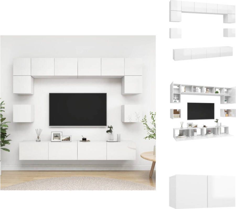 vidaXL TV-meubelset hoogglans wit spaanplaat 100x30x30 80x30x30 60x30x30 30.5x30x30 cm Kast