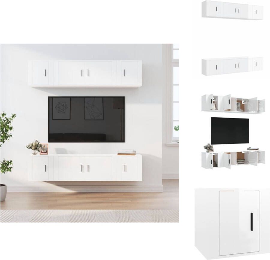 vidaXL TV-meubelset Hoogglans wit Wandgemonteerd 2x 100 x 34.5 x 40 cm + 4x 40 x 34.5 x 40 cm Kast