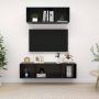 VidaXL tv-meubelset hoogglans zwart spaanplaat 37 x 37 x 107 cm en 37 x 37 x 142.5 cm Kast - Thumbnail 1