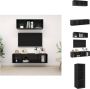 VidaXL tv-meubelset hoogglans zwart spaanplaat 37 x 37 x 107 cm en 37 x 37 x 142.5 cm Kast - Thumbnail 2