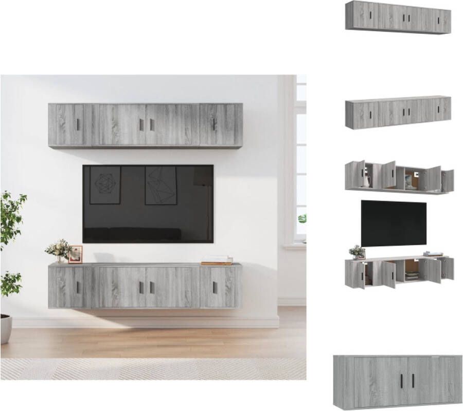 vidaXL TV-Meubelset Klassiek 6-delige set Grijs Sonoma Eiken 100 x 34.5 x 40 cm Kast