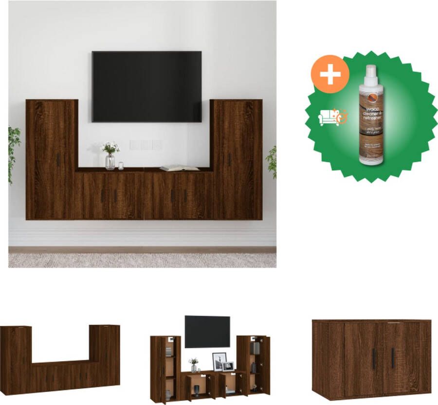 VidaXL Wandmontage TV-meubelset Bruineiken 30.5 x 30 x 30 cm 80 x 30 x 30 cm (B x D x H) Duurzaam en voldoende opbergruimte Kast Inclusief Houtreiniger en verfrisser - Foto 5