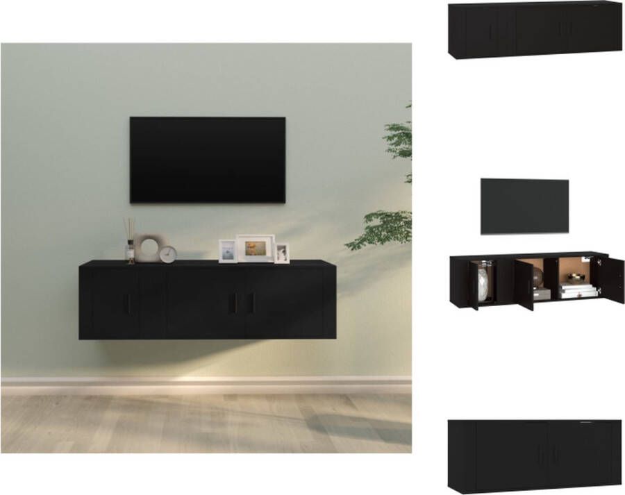 vidaXL TV-meubelset Klassiek design Bewerkt hout 100x34.5x40cm 40x34.5x40cm Zwart Kast