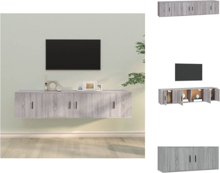 vidaXL Tv-meubelset Klassiek design Bewerkt hout Grijs sonoma eiken 100x34.5x40cm Voldoende opbergruimte Kast