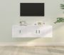 VidaXL Tv-meubelset klassiek design bewerkt hout wandmontage wit 100 x 34.5 x 40 cm en 40 x 34.5 x 40 cm Kast - Thumbnail 1