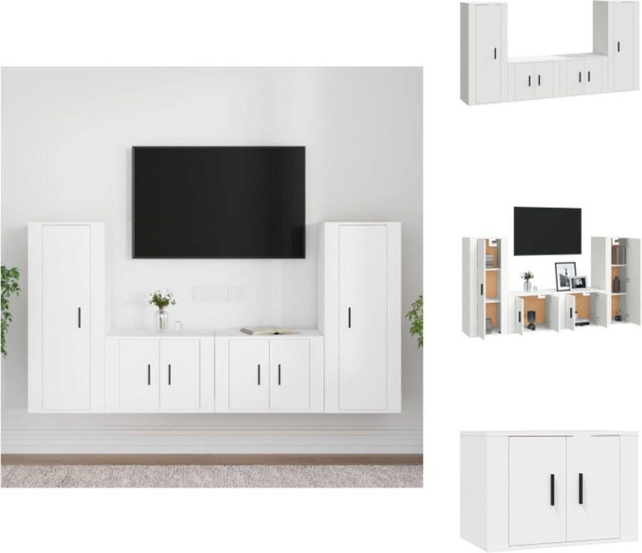 VidaXL Tv-kast Tv-kasten Tv-meubel Hifi-meubel 4-delige Tv-meubelset bewerkt hout wit - Foto 2
