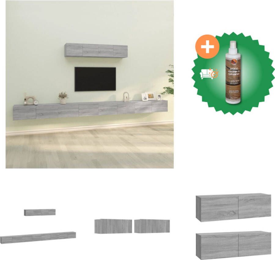 VidaXL TV Meubelset Klassiek design Hoge kwaliteit Voldoende opbergruimte Wandgemonteerd Kleur- grijs sonoma eiken Materiaal- bewerkt hout Kast Inclusief Houtreiniger en verfrisser - Foto 2
