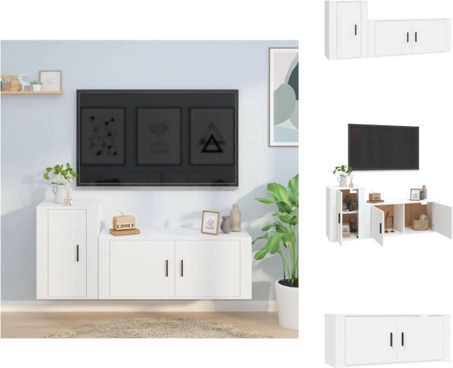 VidaXL TV-Meubelset Klassiek Design Wandgemonteerd Wit 100x34.5x40 cm en 40x34.5x60 cm Kast