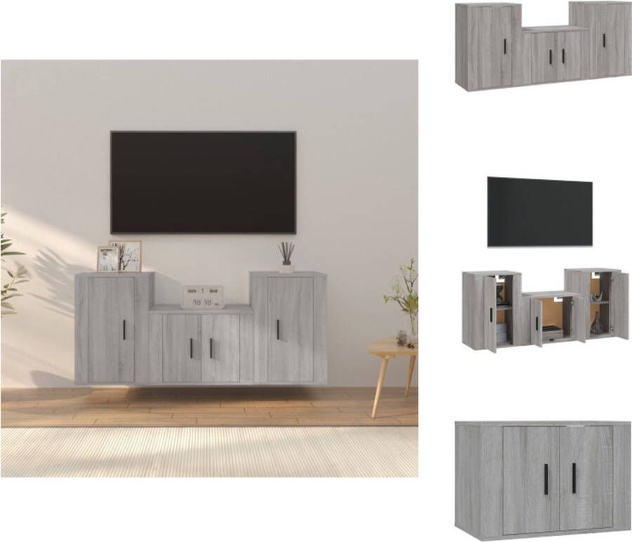 VidaXL TV-meubelset Klassiek Meubelen 57x34.5x40 cm 40x34.5x60 cm Grijs Sonoma Eiken Kast