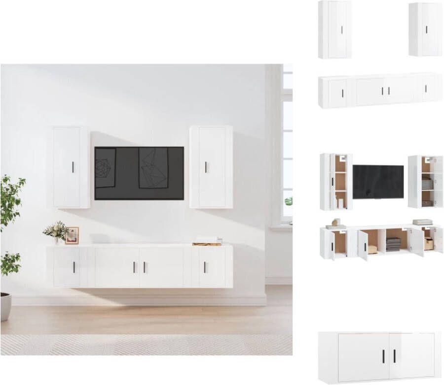 VidaXL TV-meubelset klassiek ontwerp hoogglans wit 100 x 34.5 x 40 cm 40 x 34.5 x 40 cm 40 x 34.5 x 80 cm Kast