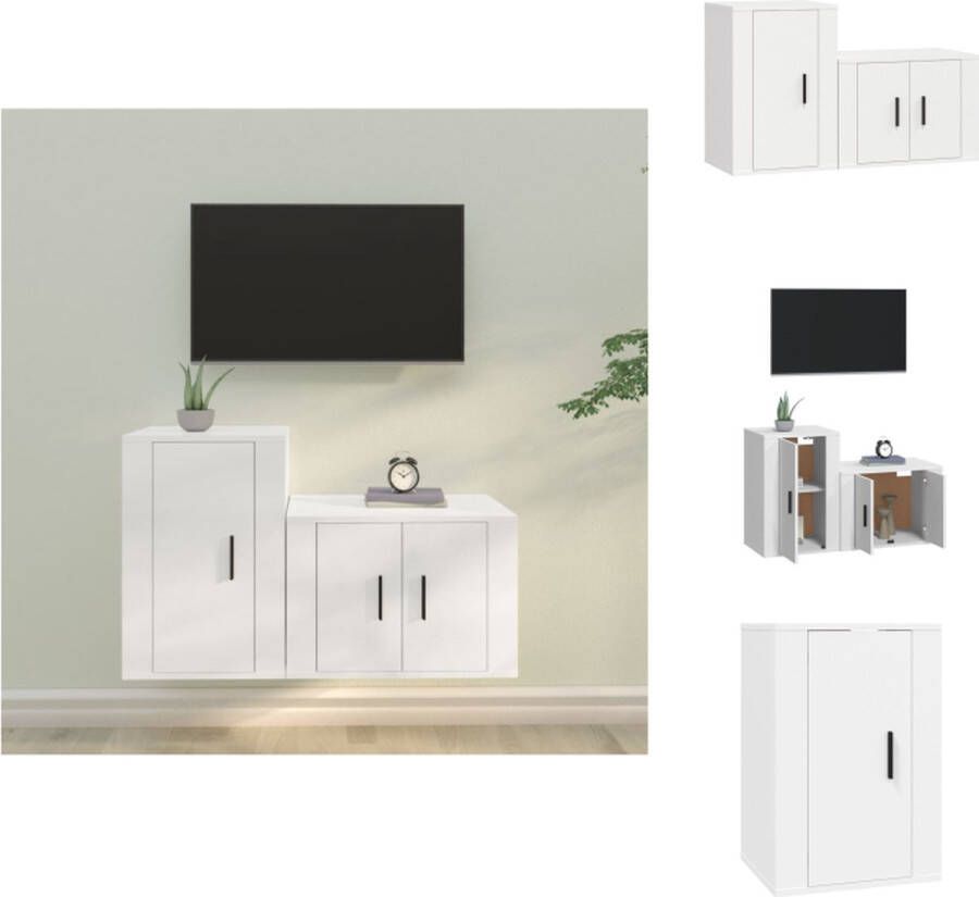 VidaXL TV-meubelset Klassiek ontwerp Wandgemonteerd Kleur- wit Materiaal- bewerkt hout Afmetingen- 57x34.5x40 cm 40x34.5x60 cm Stevig en vochtbestendig Voldoende opbergruimte Inclusief handleiding Kast