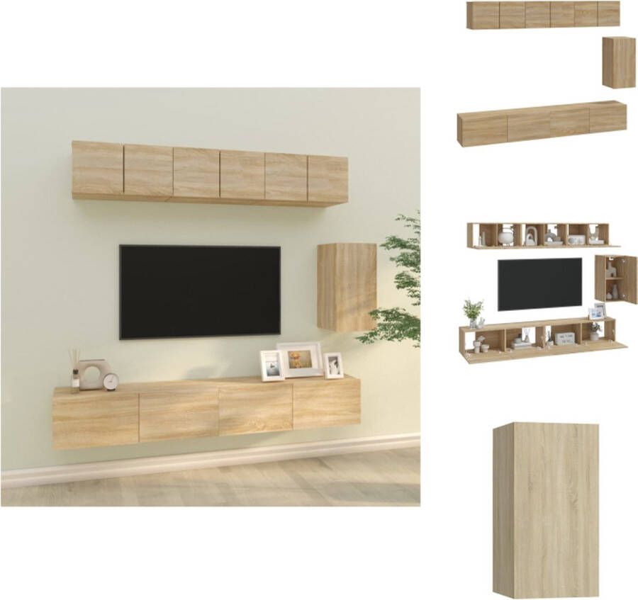 VidaXL TV-meubelset Klassiek Sonoma Eiken Wandgemonteerd 3x 60x30x30cm 1x 30.5x30x60cm 2x 100x30x30cm Kast