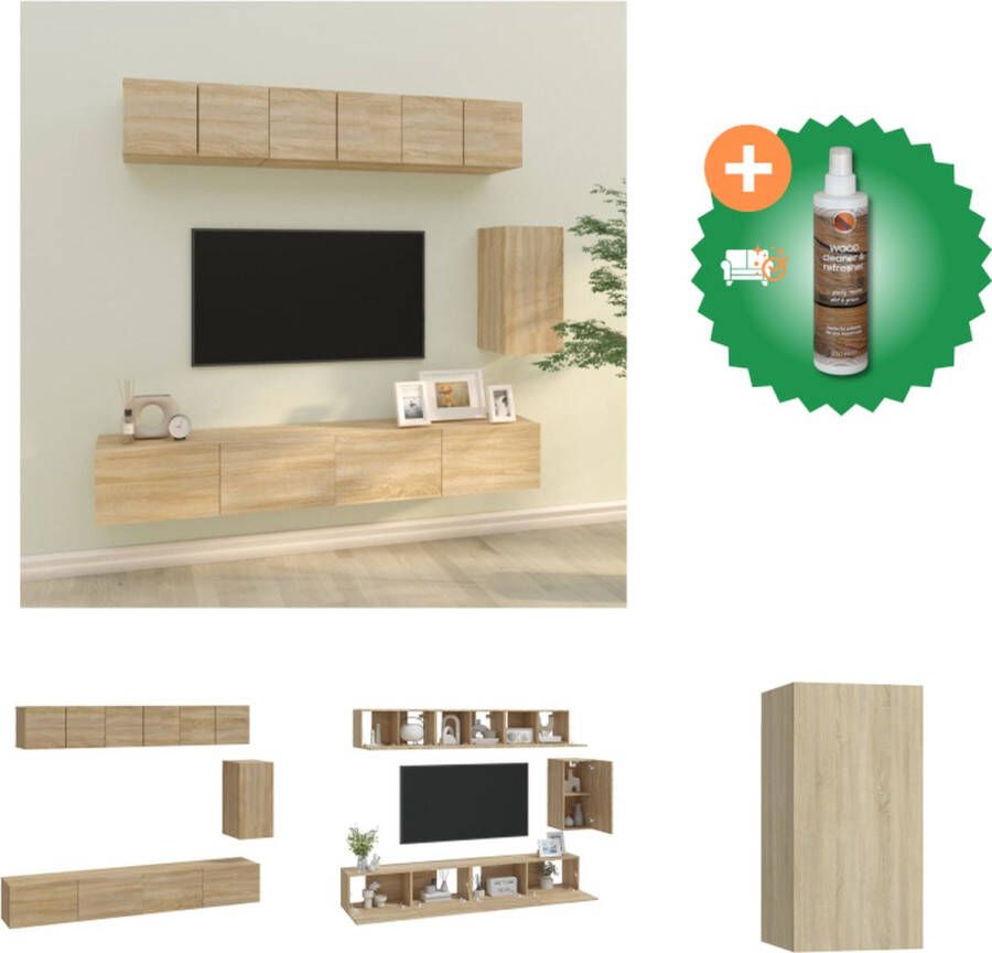 VidaXL TV-meubelset Klassiek Sonoma Eiken Wandgemonteerd 3x 60x30x30cm 1x 30.5x30x60cm 2x 100x30x30cm Kast Inclusief Houtreiniger en verfrisser - Foto 5