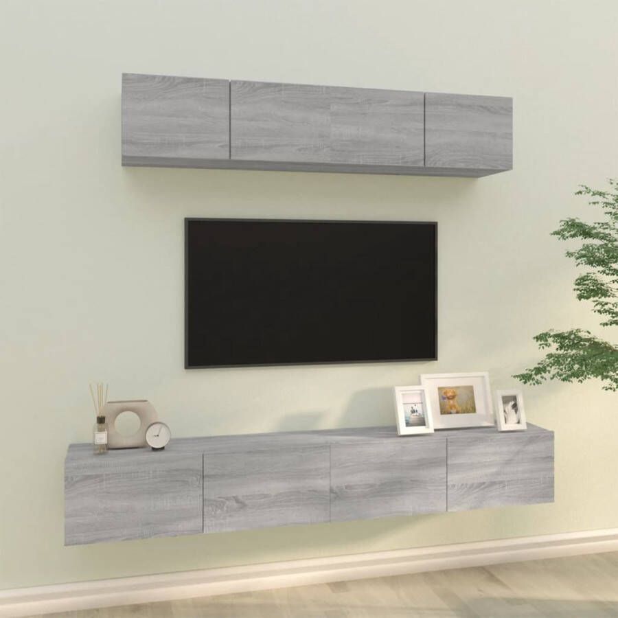 VidaXL Tv-meubelset Klassiek Televisiemeubel 60x30x30cm 80x30x30cm Kleur- Grijs Sonoma Eiken Kast