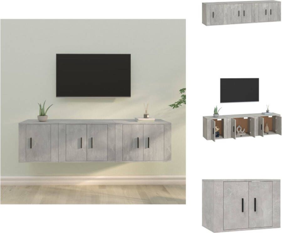 VidaXL TV-meubelset Klassiek TV-kasten 57 x 34.5 x 40 cm 40 x 34.5 x 40 cm Betongrijs Kast