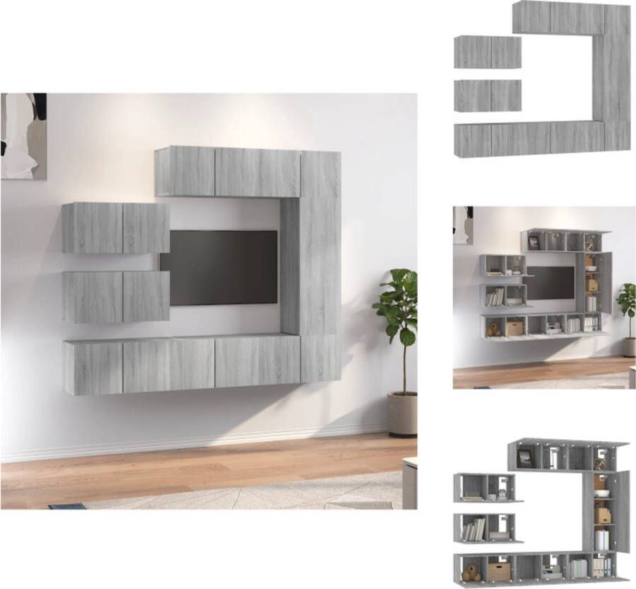 VidaXL TV-meubelset Klassiek Tv-meubel 60x30x30 cm Kenen- Wandgemonteerd stevig materiaal Kleur- Grijs sonoma eiken Kast