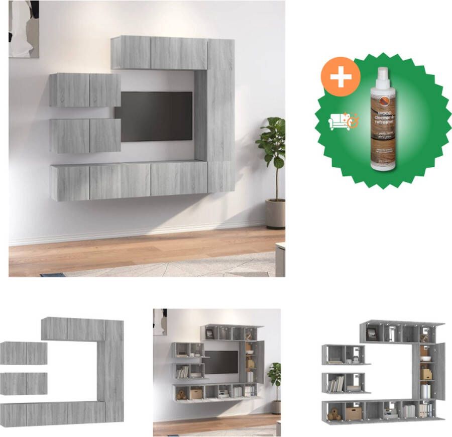 VidaXL TV-meubelset Klassiek Tv-meubel 60x30x30 cm Kenen- Wandgemonteerd stevig materiaal Kleur- Grijs sonoma eiken Kast Inclusief Houtreiniger en verfrisser