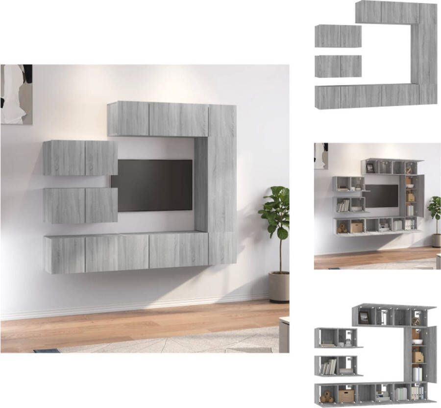 vidaXL TV-meubelset Klassiek Tv-meubel 60x30x30 cm Kenen- Wandgemonteerd stevig materiaal Kleur- Grijs sonoma eiken Kast