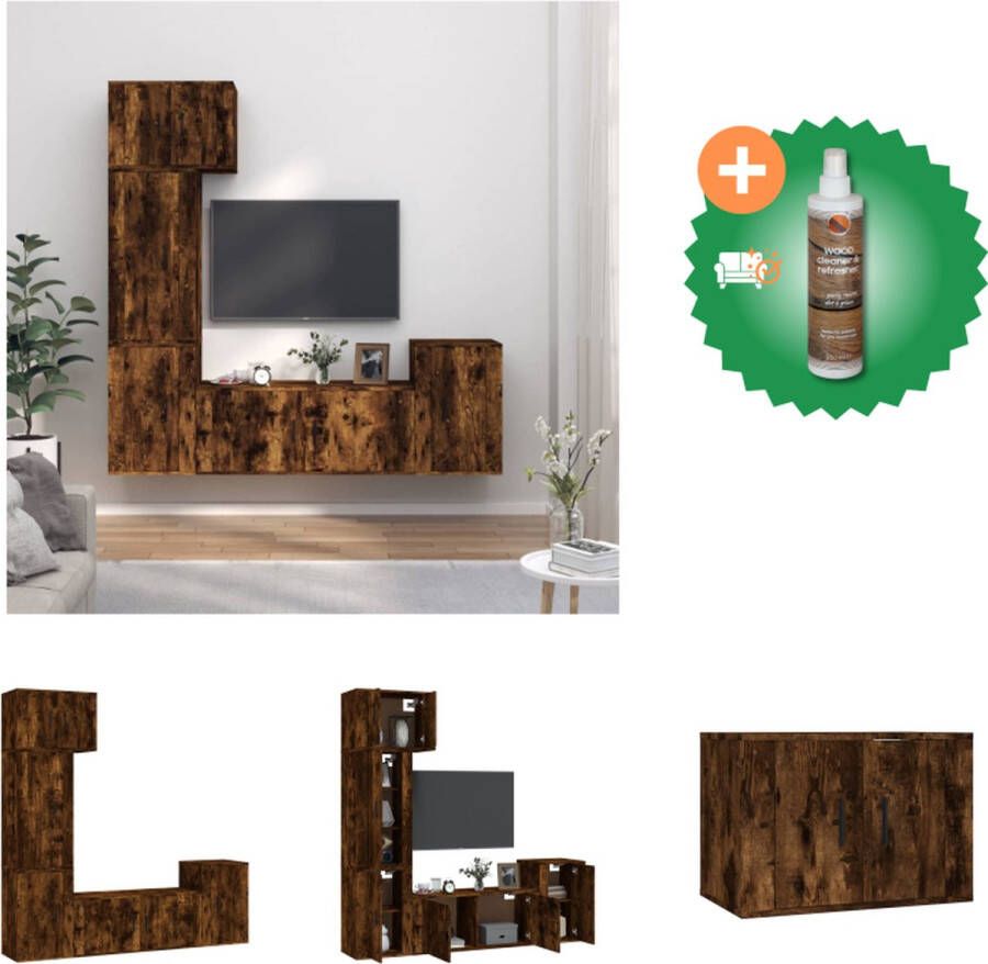 VidaXL Klassieke Televisiekastenset TV-meubel Gerookt Eiken 2x 57x34.5x40cm + 2x 40x34.5x80cm + 1x 40x34.5x60cm Kast Inclusief Houtreiniger en verfrisser - Foto 3
