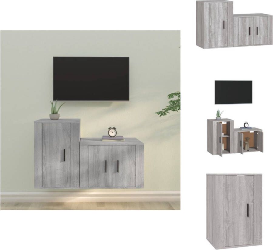 vidaXL TV-meubelset Klassiek Wandgemonteerd Grijs Sonoma Eiken 57 x 34.5 x 40 cm 40 x 34.5 x 60 cm Hoogwaardig Materiaal Kast