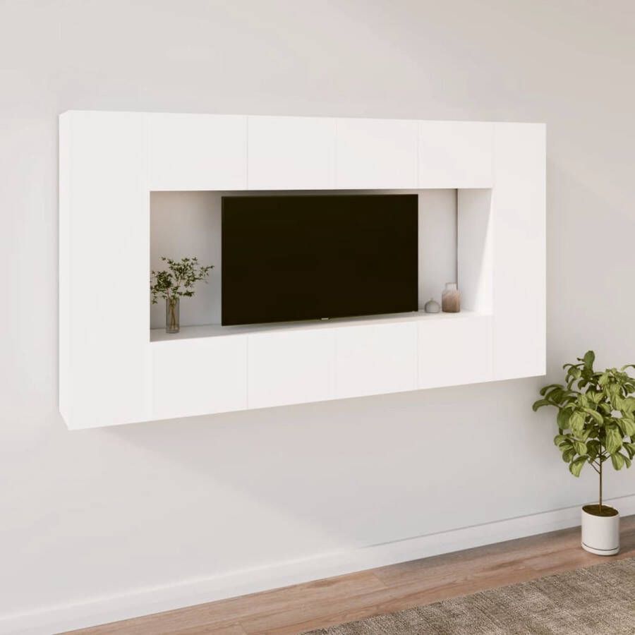 VidaXL TV-meubelset Klassiek Wandgemonteerd Hout Wit 4 stuks 80x30x30cm 30.5x30x60cm Kast