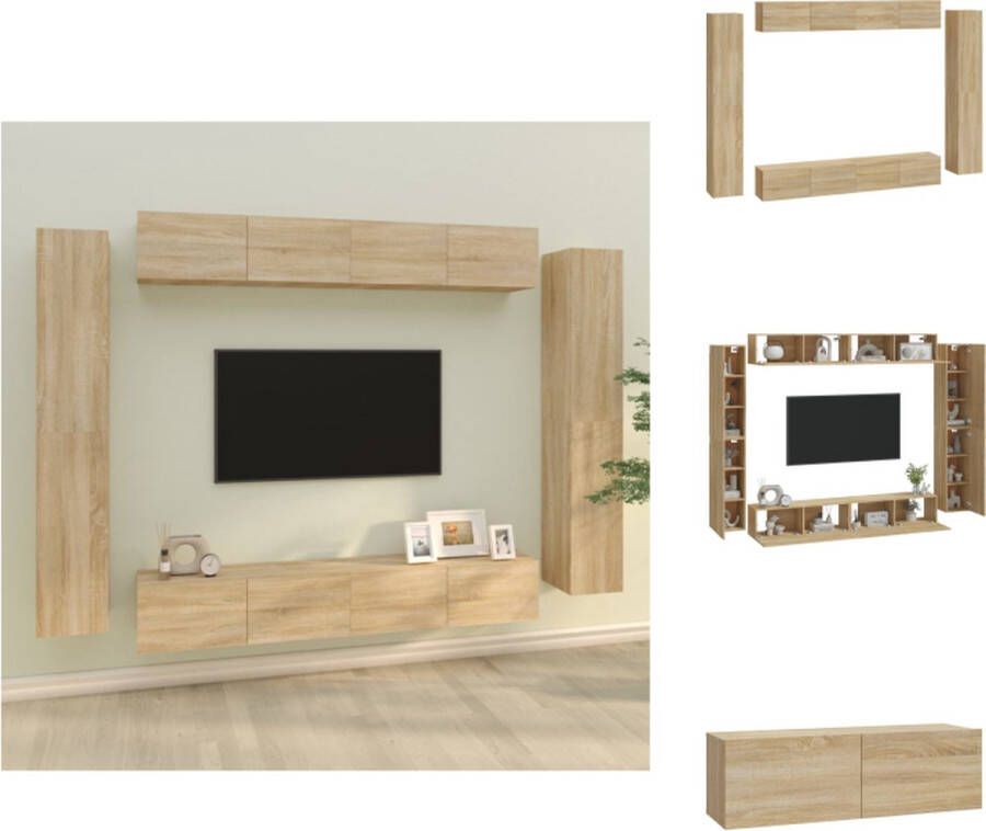 VidaXL Tv-meubelset Klassiek Wandgemonteerd Sonoma eiken 100x30x30 cm 30.5x30x90 cm Kast