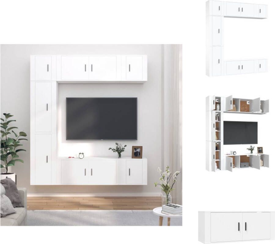 VidaXL TV-Meubelset Klassiek Wandgemonteerd Wit 100x34.5x40 cm 40x34.5x80 cm 40x34.5x40 cm Kast