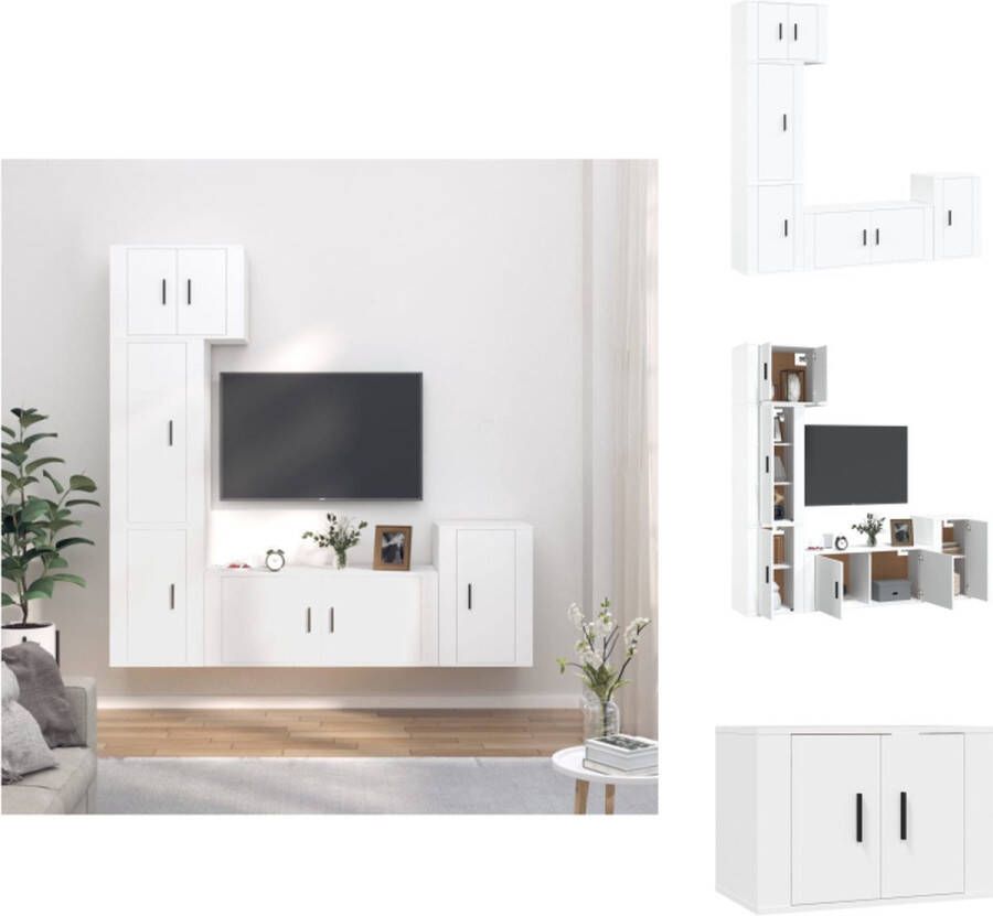 vidaXL TV-meubelset Klassiek Wandgemonteerd Wit 57x34.5x40 cm 100x34.5x40 cm 40x34.5x60 cm 40x34.5x80 cm Kast