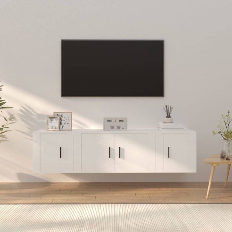 VidaXL Tv-meubelset Klassiek Wandgemonteerd Wit 80 x 34.5 x 40 cm Inclusief handleiding Kast