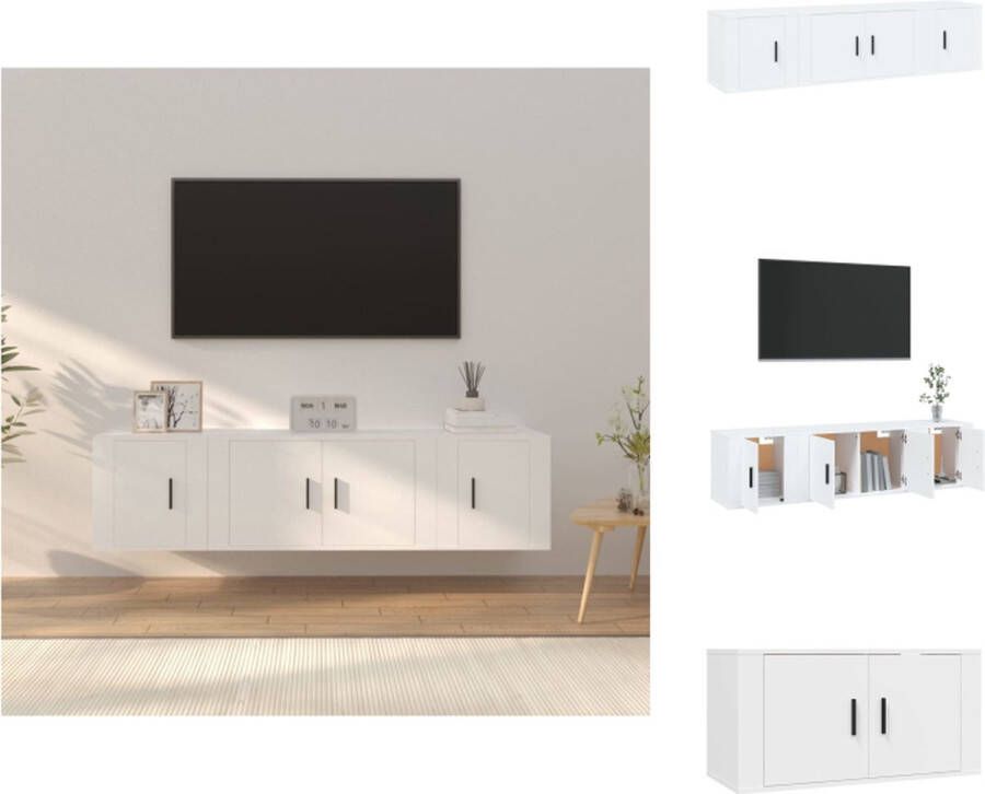 vidaXL Tv-meubelset Klassiek Wandgemonteerd Wit 80 x 34.5 x 40 cm Inclusief handleiding Kast