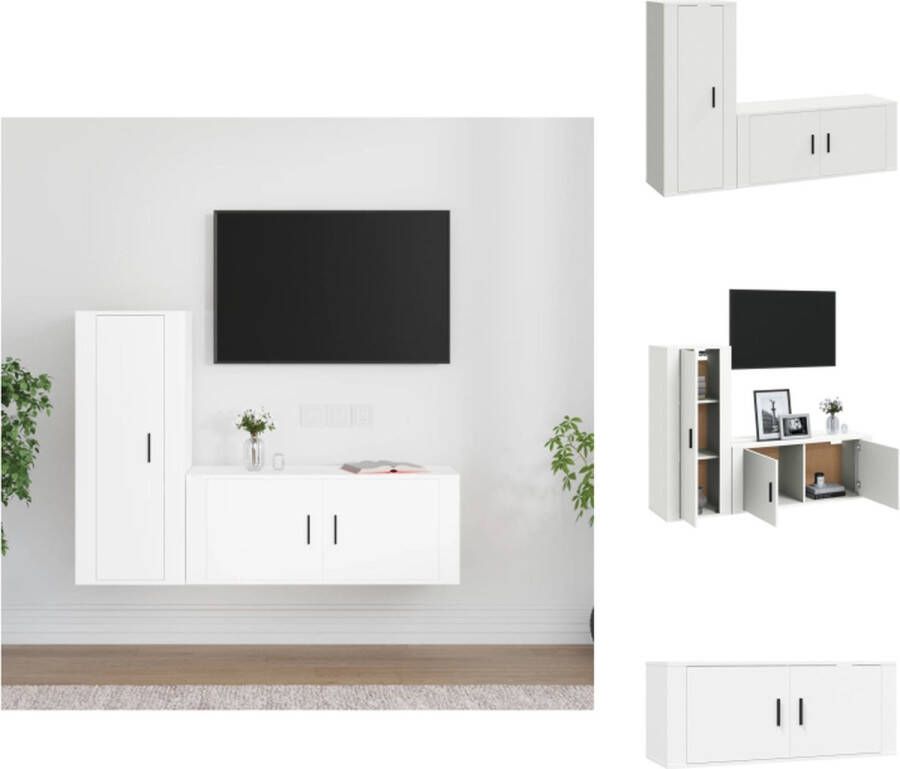 VidaXL TV-meubelset Klassiek wit 100x34.5x40 cm 40x34.5x100 cm Kast