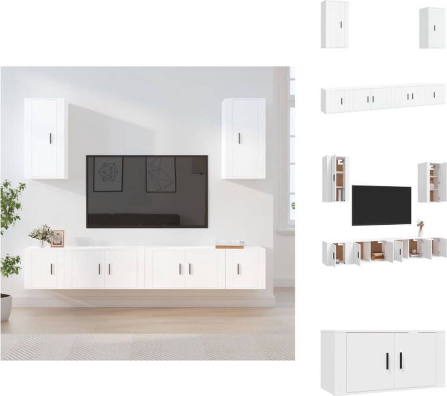 VidaXL TV-Meubelset Klassiek Wit 2x 80 x 34.5 x 40 cm 2x 40 x 34.5 x 40 cm 2x 40 x 34.5 x 80 cm Kast