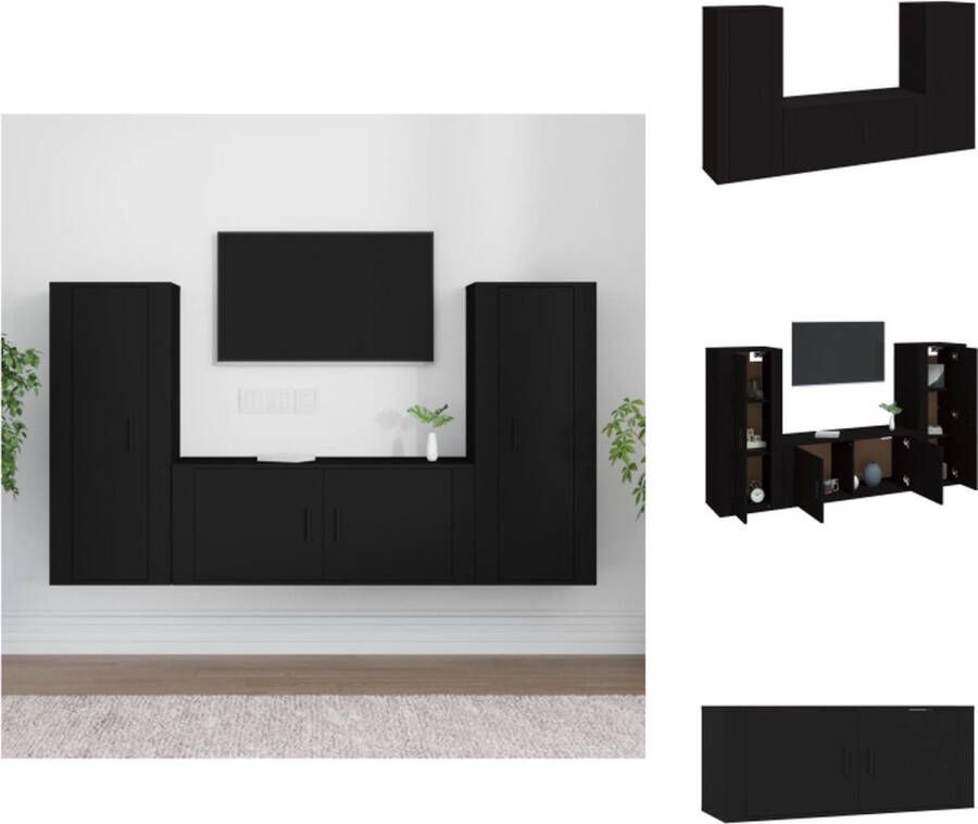 VidaXL TV-meubelset Klassiek Zwart 2x 40x34.5x100cm 1x 100x34.5x40cm Kast