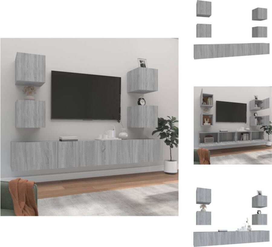 VidaXL TV-meubelset Klassieke Televisiekasten 100 x 30 x 30 cm Kleur- Grijs Sonoma Eiken Kast