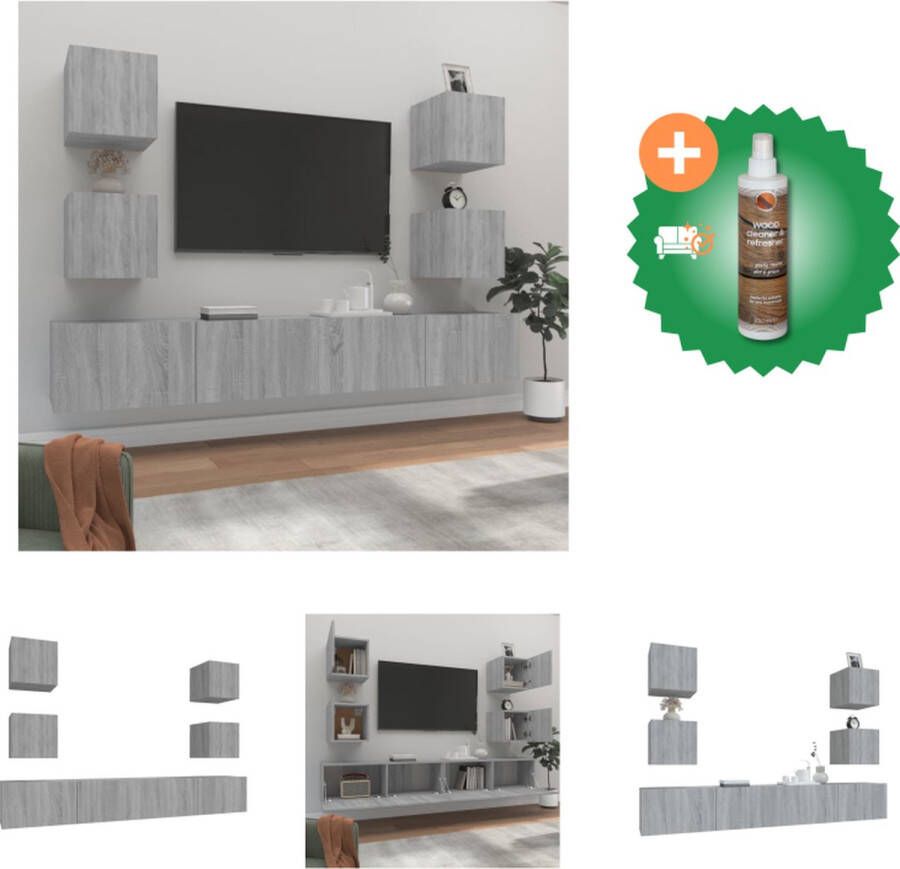 VidaXL TV-meubelset Klassieke Televisiekasten 100 x 30 x 30 cm Kleur- Grijs Sonoma Eiken Kast Inclusief Houtreiniger en verfrisser