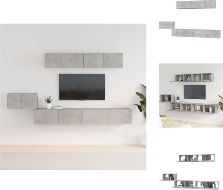 vidaXL TV meubelset klassieke televisiekasten betongrijs 60x30x30cm 2x100x30x30cm 2x80x30x30cm Kast