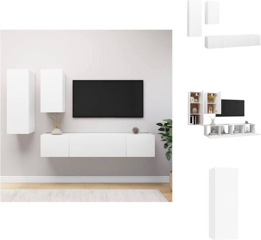 vidaXL TV-meubelset Modern Hangend Spaanplaat Wit 30.5 x 30 x 90 cm 30.5 x 30 x 60 cm 80 x 30 x 30 cm Kast