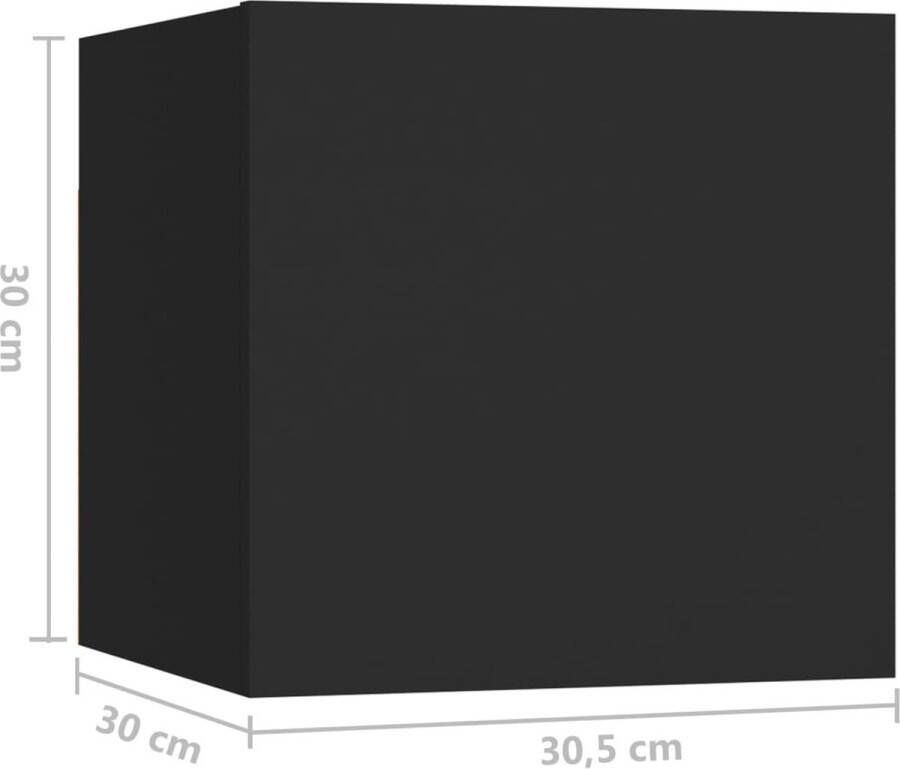 VidaXL TV-meubelset Montana Wandbevestiging Zwart Spaanplaat 80x30x30cm 60x30x30cm 30.5x30x30cm Kast