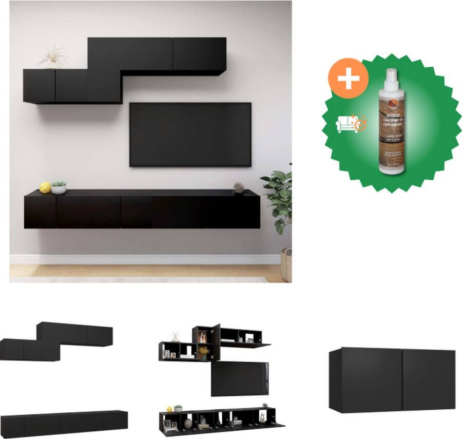 VidaXL TV-meubelset Bruin Wandmontage 4x 80x30x30cm 2x 30.5x30x30cm Eenvoudig schoon te maken Materiaal- spaanplaat Kast Inclusief Houtreiniger en verfrisser