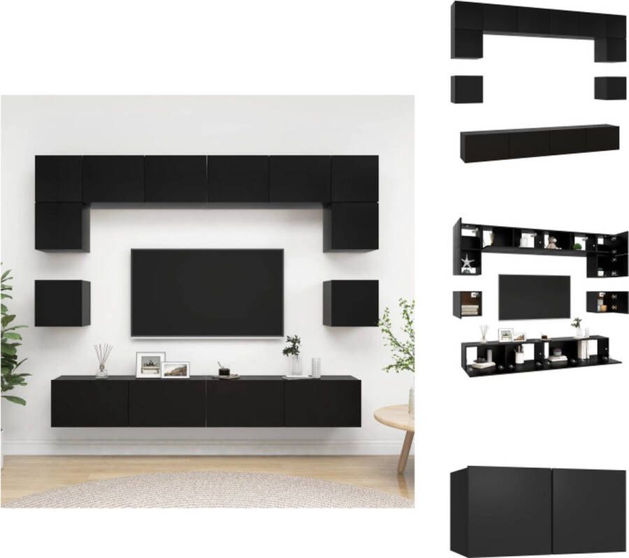 VidaXL Tv-meubelset Notus Televisiemeubel Zwart 100x30x30 cm spaanplaat Kast - Foto 1