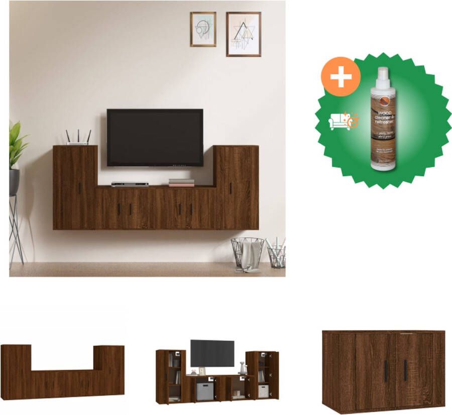 VidaXL Wandmontage TV-meubelset Bruineiken 30.5 x 30 x 30 cm 80 x 30 x 30 cm (B x D x H) Duurzaam en voldoende opbergruimte Kast Inclusief Houtreiniger en verfrisser - Foto 6