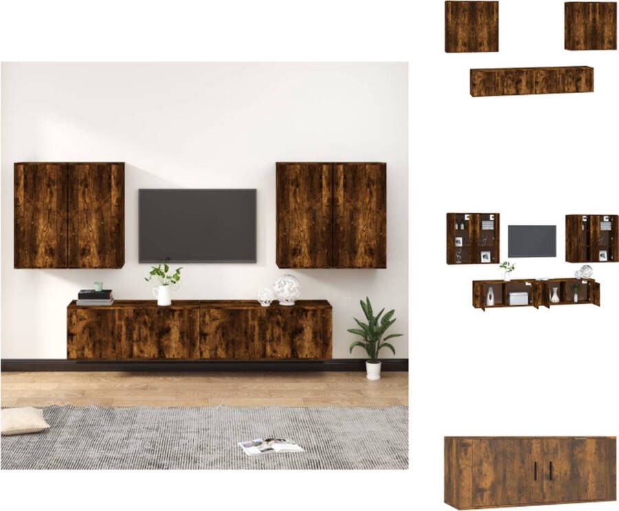 VidaXL Tv-meubelset s Tv-meubel Gerookt eiken 100x34.5x40cm en 40x34.5x80cm Hoogwaardig materiaal Kast