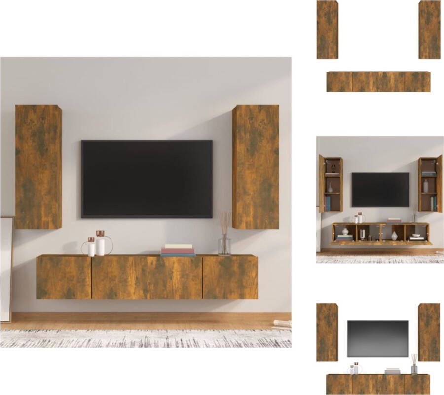 VidaXL Klassieke televisiekastenset TV-meubel 30.5x30x90 cm 30.5x30x60 cm 80x30x30 cm Gerookt eiken Kast - Foto 2