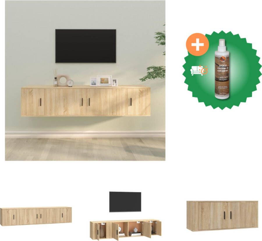 VidaXL TV-meubelset Sonoma eiken 100x34.5x40 cm 2x40x34.5x40 cm Kast Inclusief Houtreiniger en verfrisser