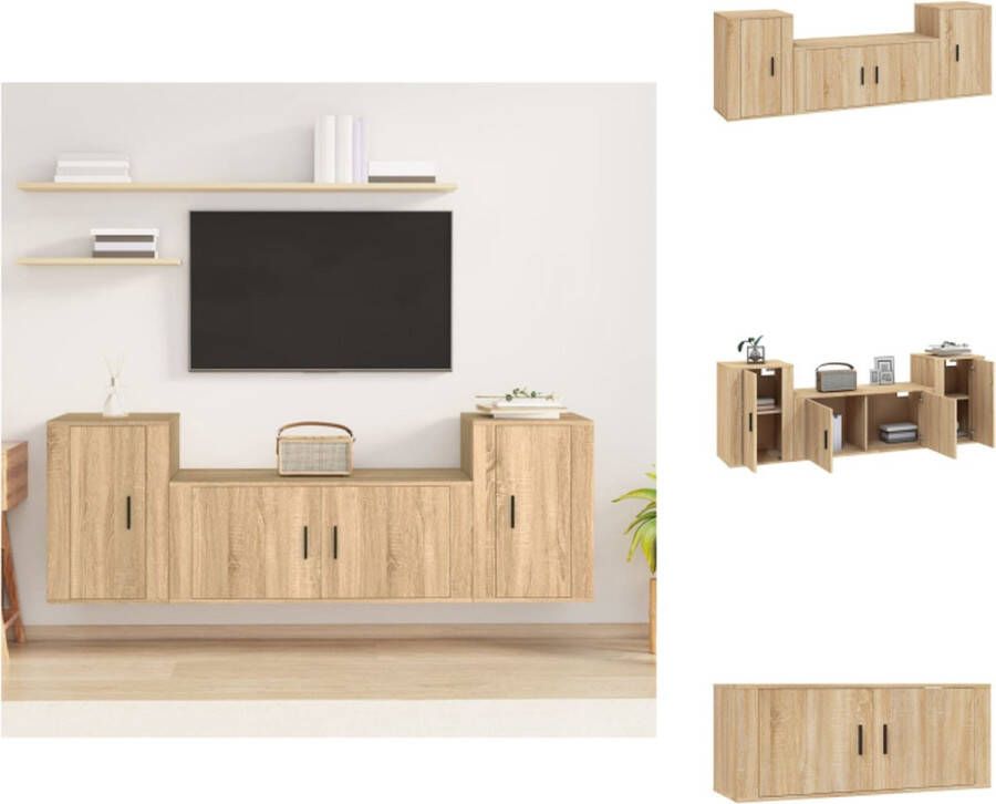 VidaXL TV-meubelset Sonoma Eiken 100x34.5x40 cm Trendy en praktisch design Kast