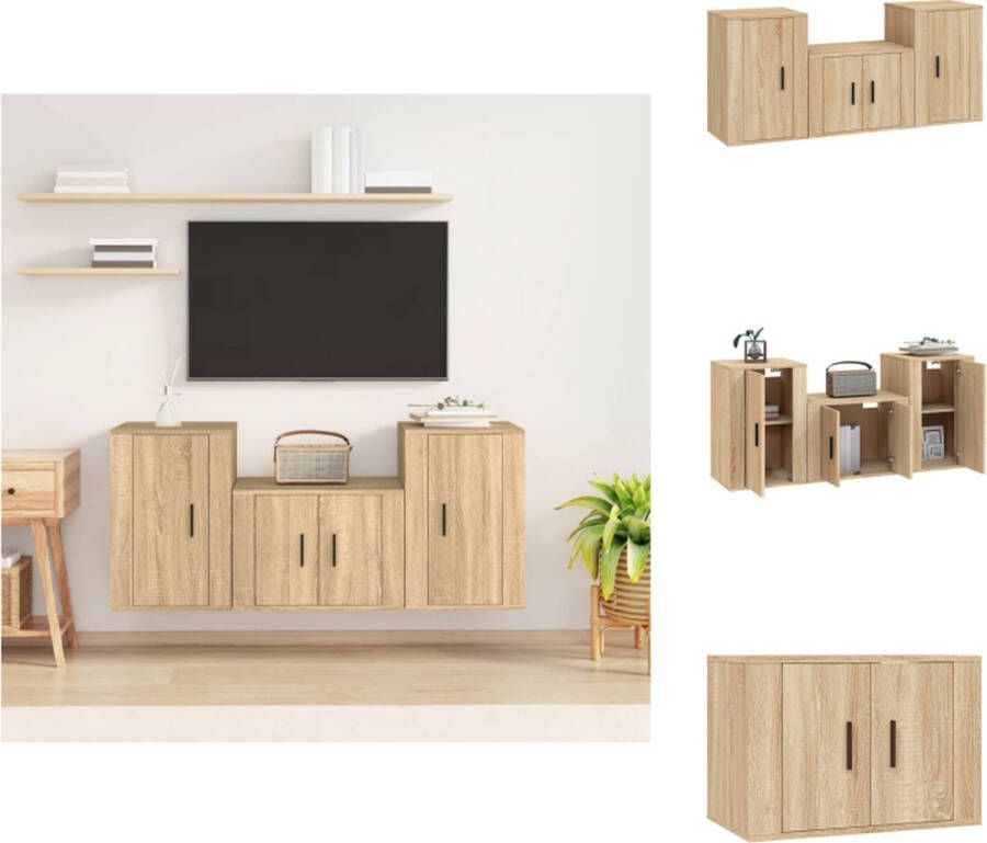 vidaXL TV-meubelset Sonoma Eiken 1x 57x34.5x40cm 2x 40x34.5x60cm Kast